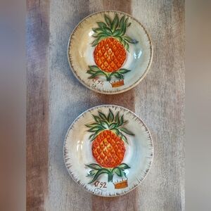 2 Pineapple Salad Plate Tropical Hand Painted Collection Tabletops Unlimited 8.5